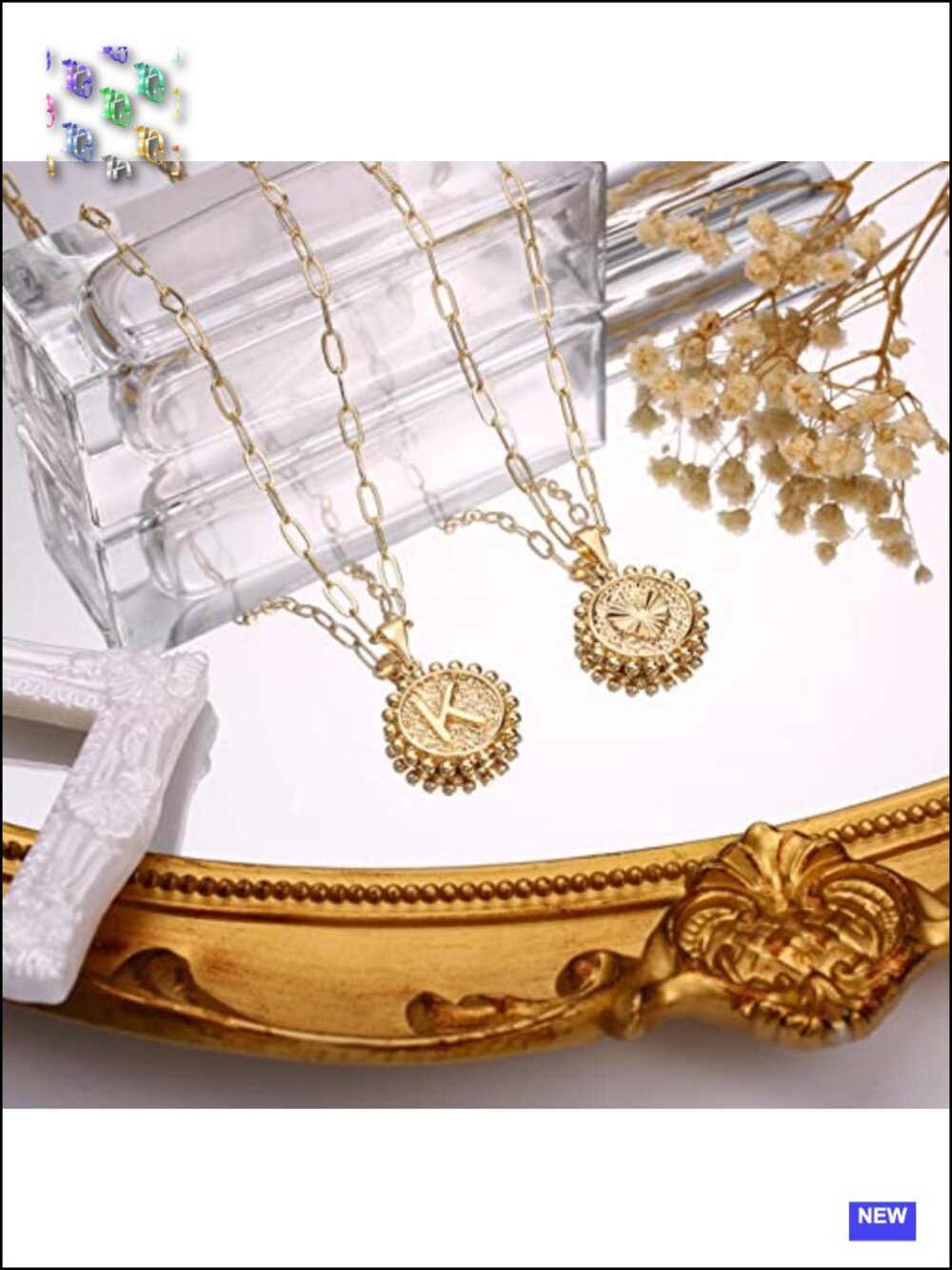 14K Gold-Plated Layered Initial Paperclip Chain Coin Necklace for Women - Picture 4 of 6